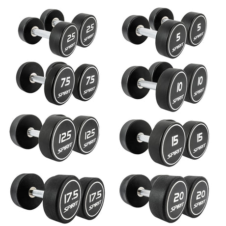 |Spirit Fitness 2.5kg to 20kg Round CPU Dumbbells Set - 8 pairs|