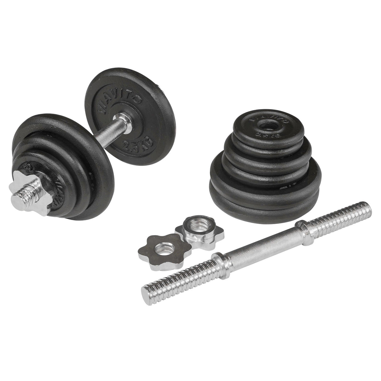 |Viavito 20kg Black Cast Iron Dumbbell Set - Parts|