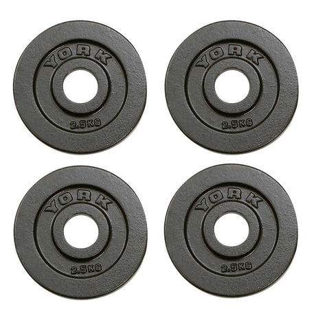 |York 4x 2.5kg Hammertone Cast Iron Olympic Plates|