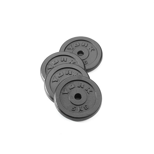 |York 4x 5kg Black Cast Iron 1Inch Plates|